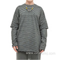 Spring New Batik Frayed Striped Loose T-Shirt